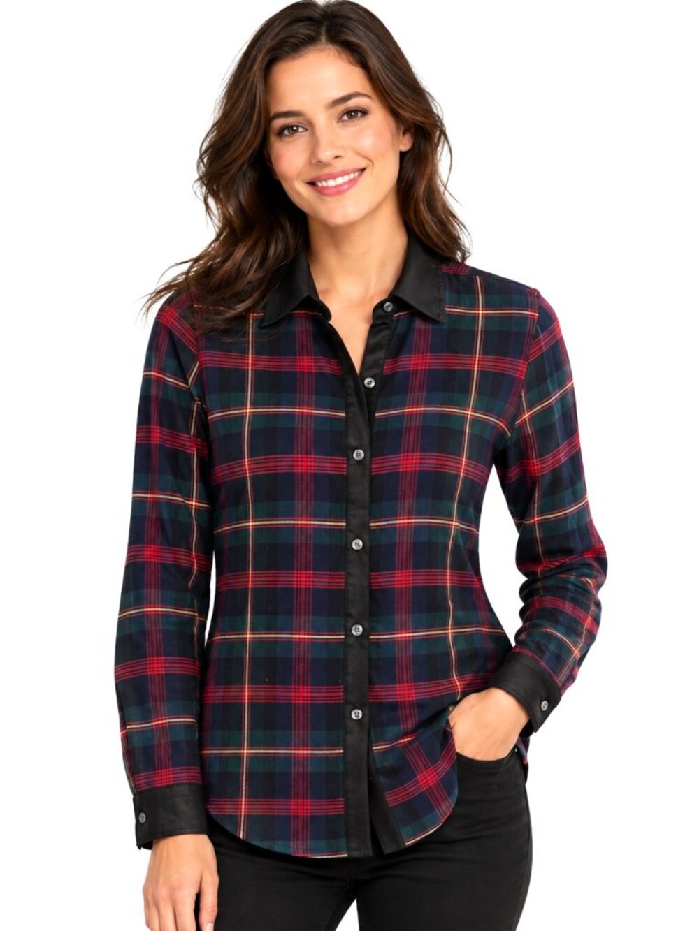 J. McLaughlin Tartan Plaid Cotton Long Sleeve Shirt
